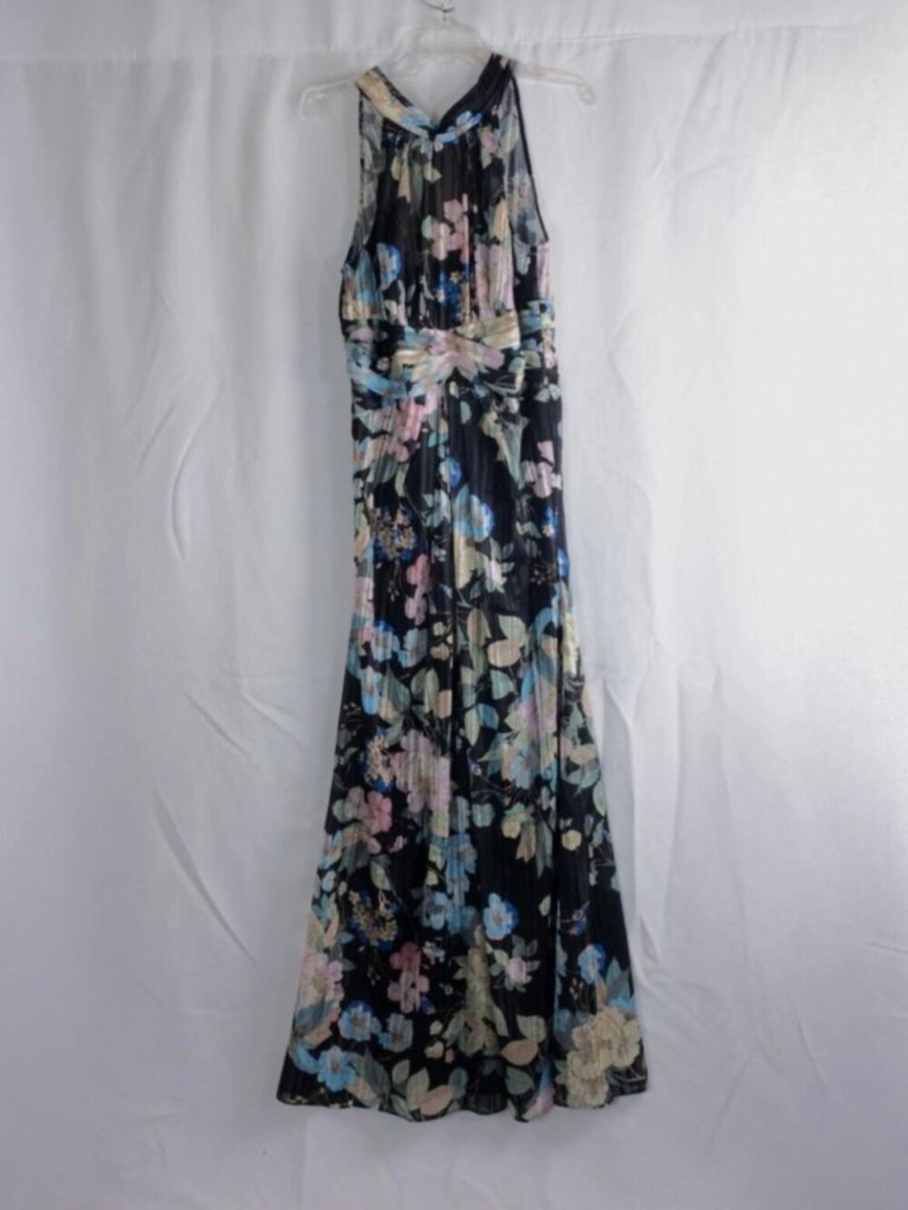 Adrianna Papell Black Floral Dress Womens 8 Medium